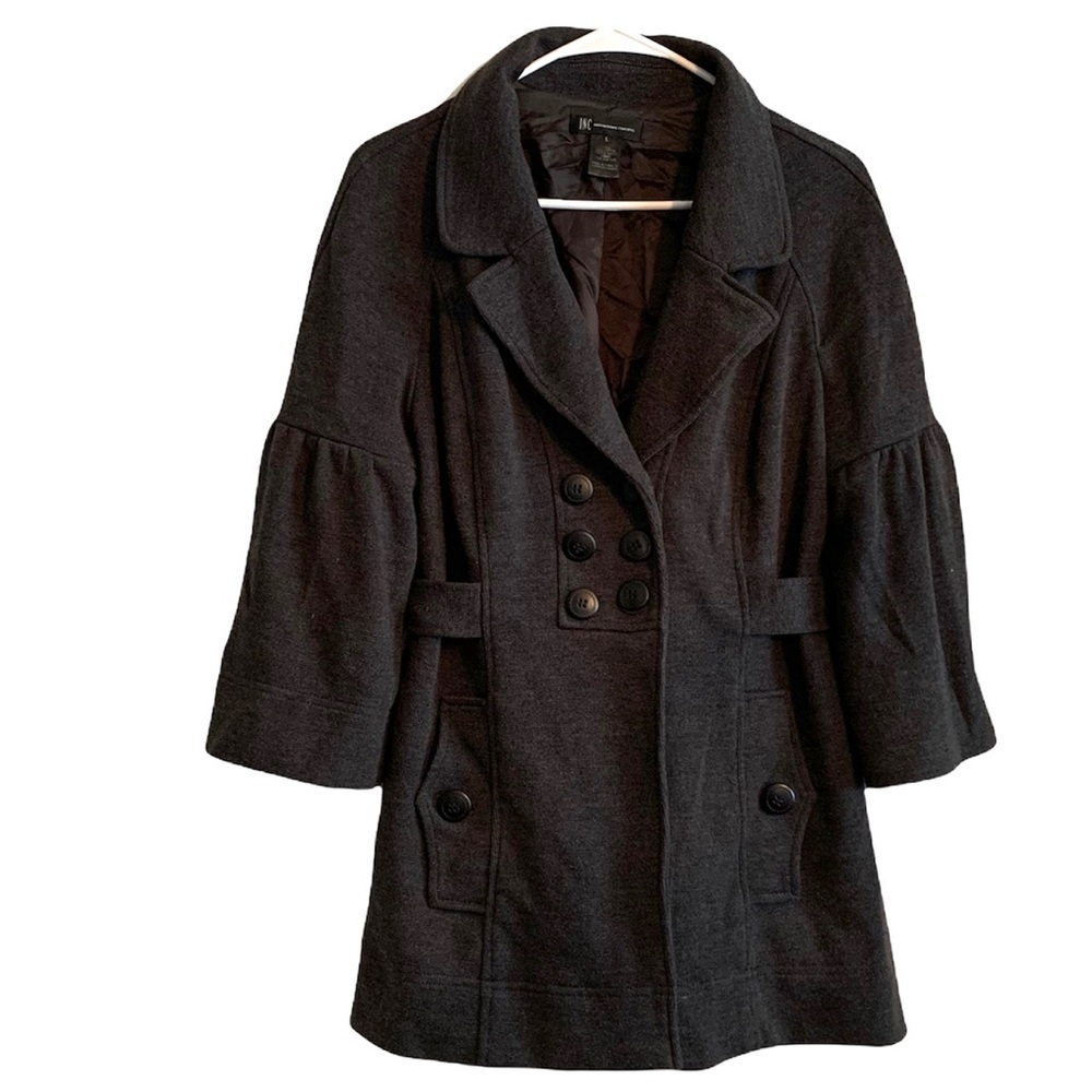 INC International Concepts Women’s Dark Gray Pea Coat Jacket Size Large